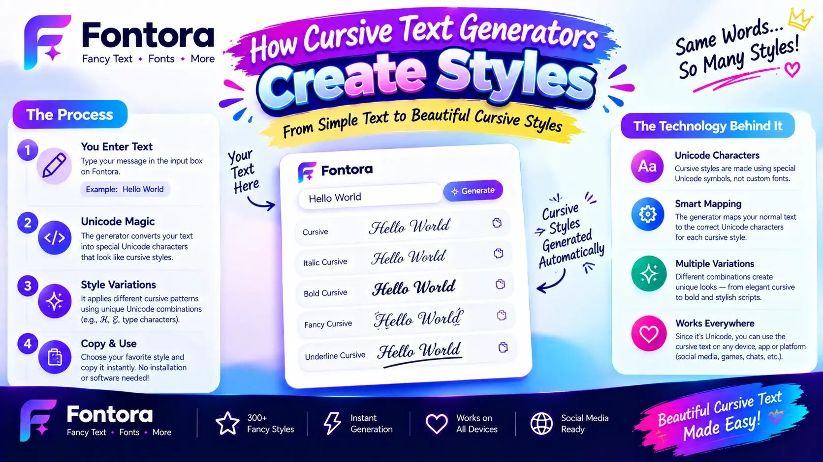 How cursive text generators create stylish cursive text using Unicode characters